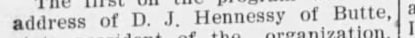 "address of D. J. Hennessy of Butte,"