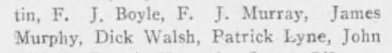 "tin, F. J. Boyle, F. J. Murray, James / Murphy, Dick Walsh, Patrick Lyne, John"