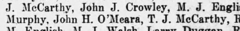 "J. McCarthy, John J. Crowley, M. J. Eng] / Murphy, John H. O'Meara, T. J. MeCarthy,"